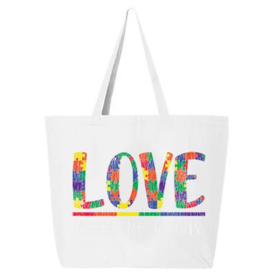 Autism Awareness Love Needs No Words Autistic Awareness Great Gift 25L Jumbo Tote