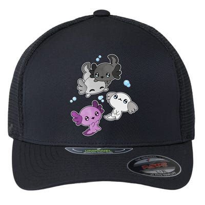 Asexual Axolotl LGBT Demisexual Ace Pride Flag Pet Aquarium Flexfit Unipanel Trucker Cap