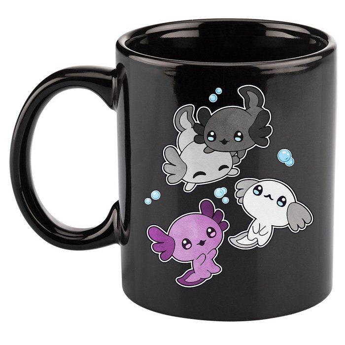 Asexual Axolotl LGBT Demisexual Ace Pride Flag Pet Aquarium 11oz C Handle Ceramic Mug