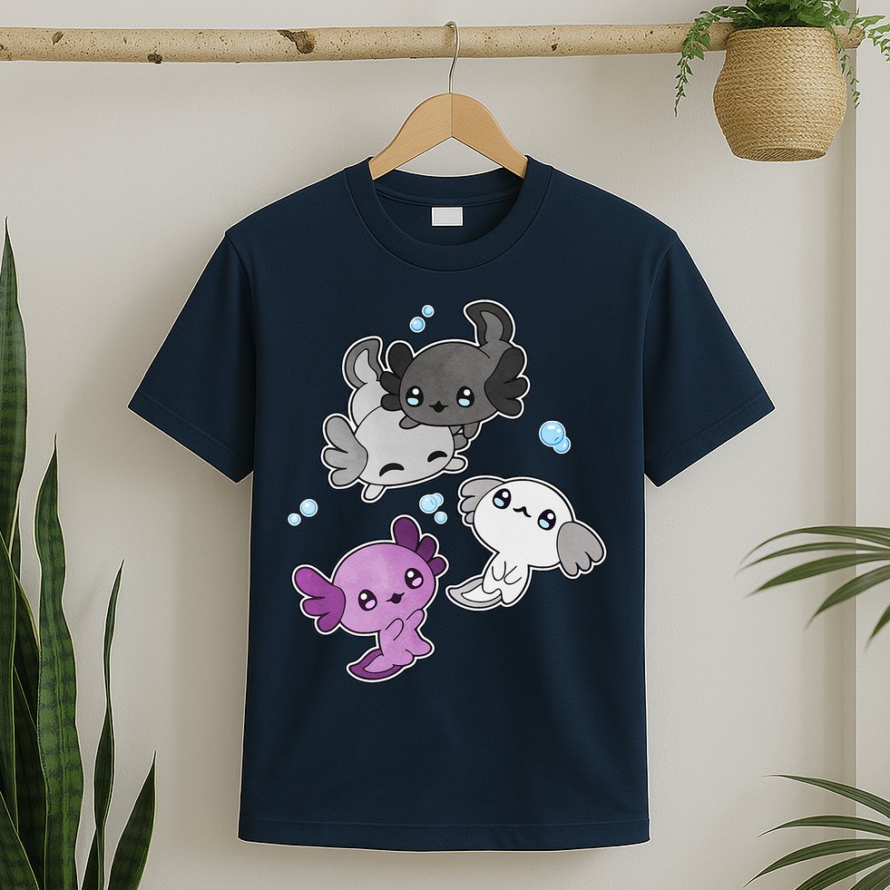 Asexual Axolotl LGBT Demisexual Ace Pride Flag Pet Aquarium T-Shirt