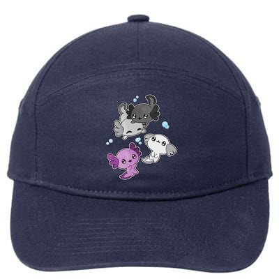 Asexual Axolotl LGBT Demisexual Ace Pride Flag Pet Aquarium 7-Panel Snapback Hat