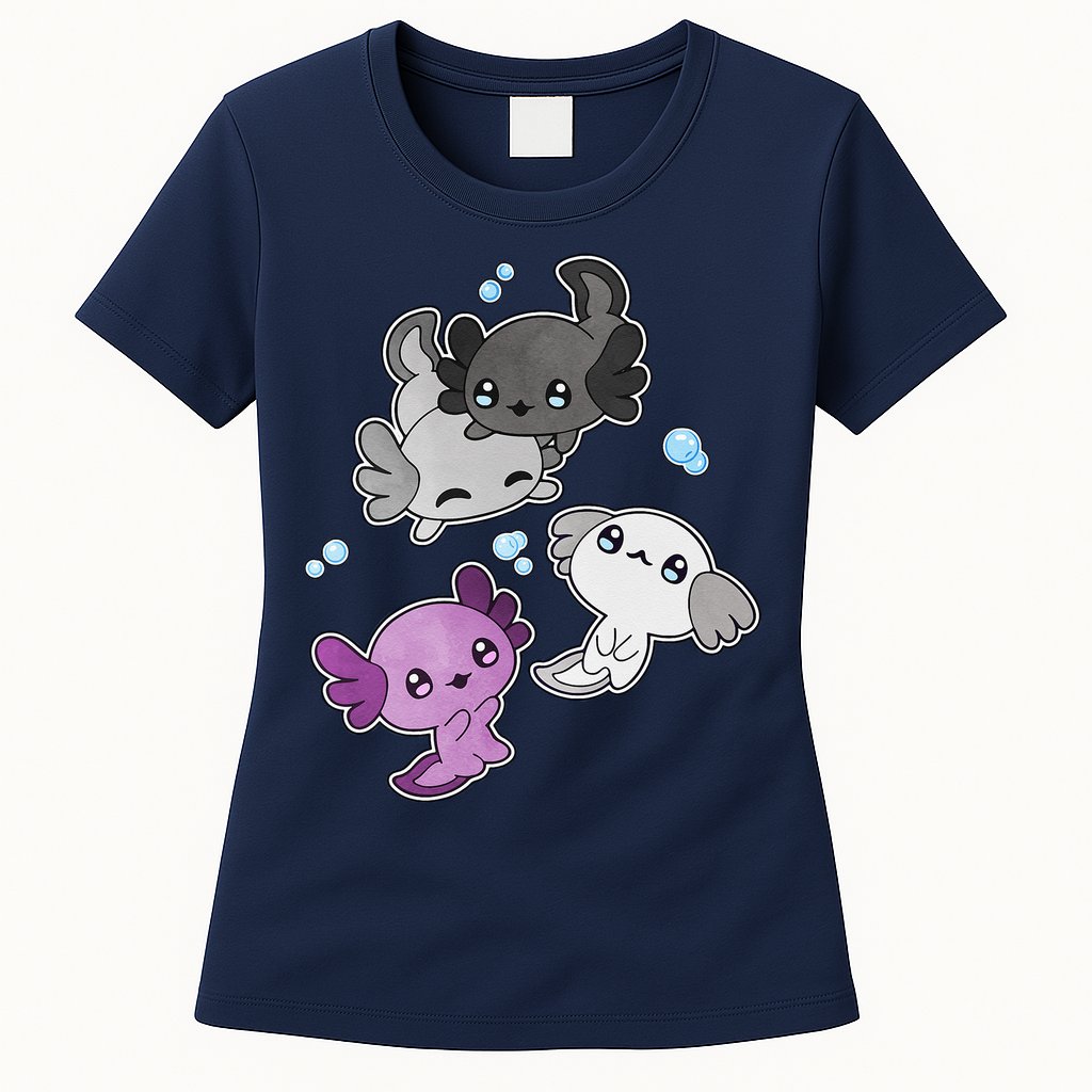 Asexual Axolotl LGBT Demisexual Ace Pride Flag Pet Aquarium Womens T-Shirt