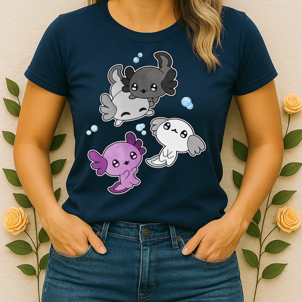 Asexual Axolotl LGBT Demisexual Ace Pride Flag Pet Aquarium Womens T-Shirt