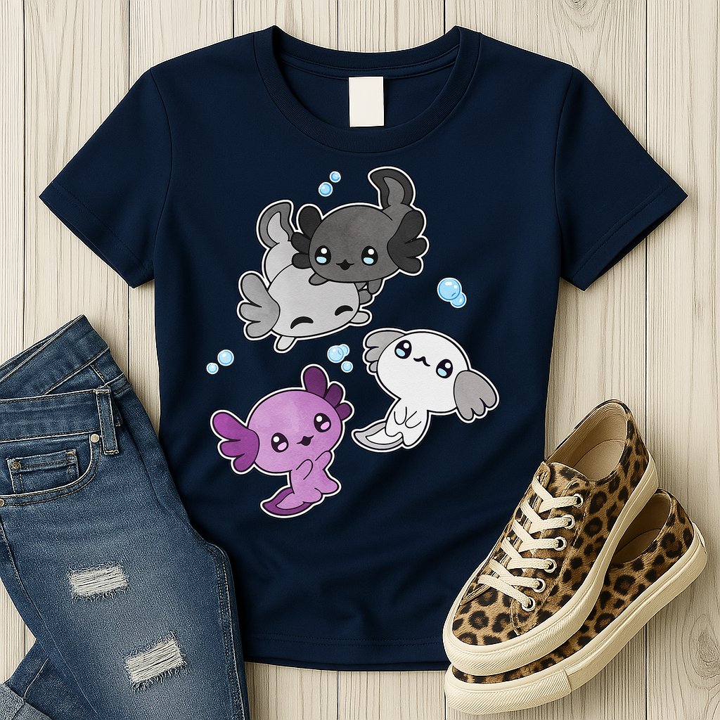 Asexual Axolotl LGBT Demisexual Ace Pride Flag Pet Aquarium Womens T-Shirt