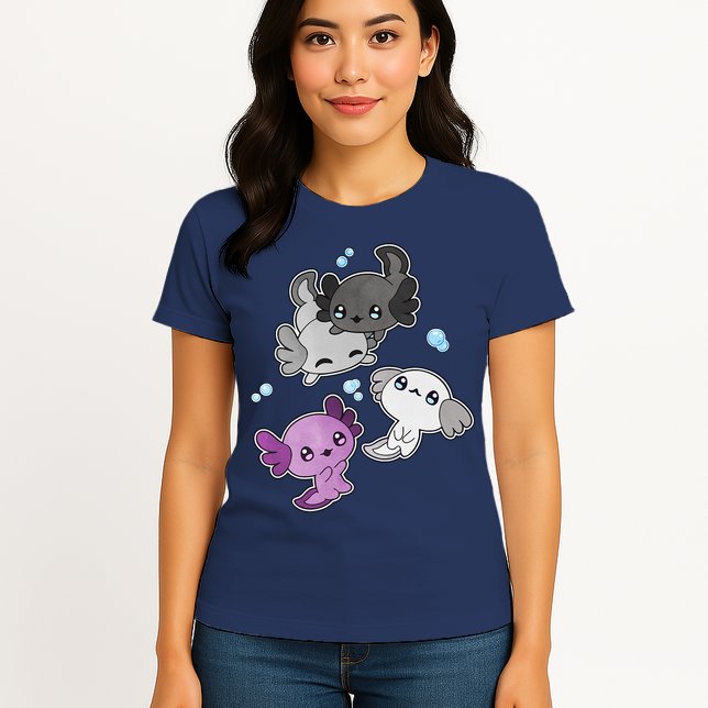 Asexual Axolotl LGBT Demisexual Ace Pride Flag Pet Aquarium Womens T-Shirt