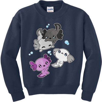 Asexual Axolotl LGBT Demisexual Ace Pride Flag Pet Aquarium Kids Sweatshirt