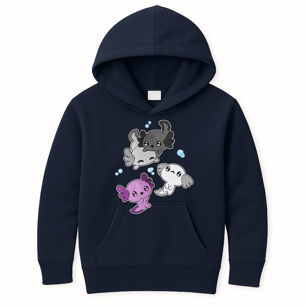Asexual Axolotl LGBT Demisexual Ace Pride Flag Pet Aquarium Kids Hoodie