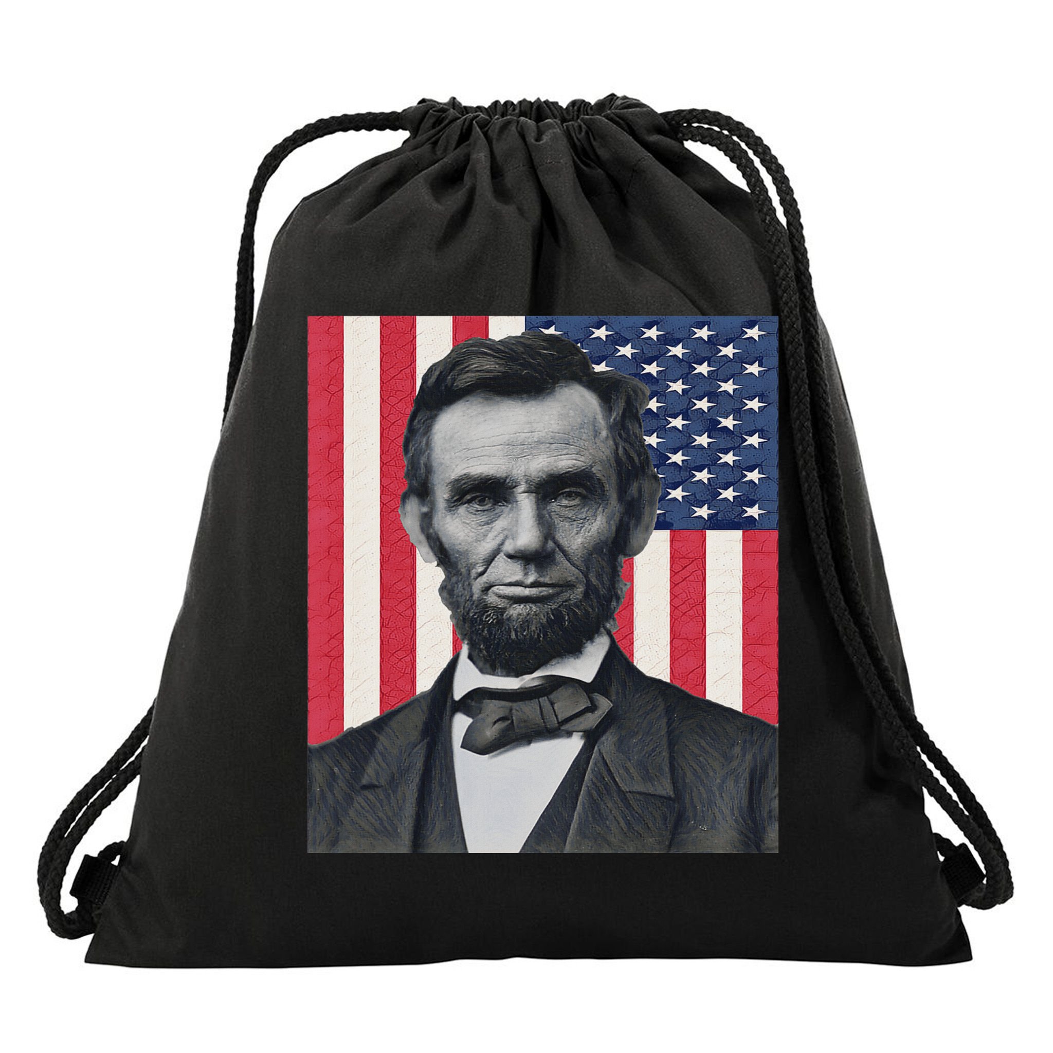 Abraham Abe Lincoln July 4th Holiday Usa President Patriot Drawstring Bag
