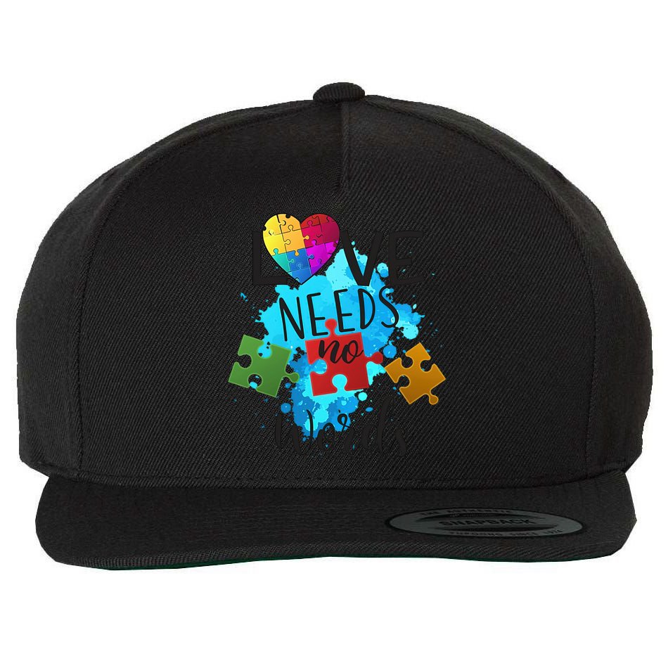 Autism Awareness Love Needs No Words In April We Wear Blue Cute Gift Wool Snapback Cap