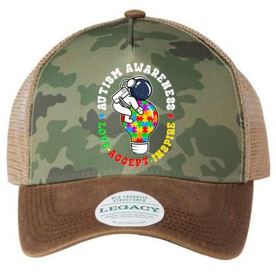 Autism Awareness Love Accept Inspire Astronaut Lightbulb Legacy Tie Dye Trucker Hat