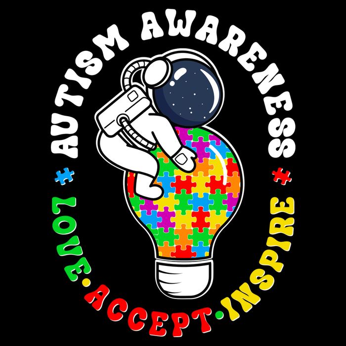 Autism Awareness Love Accept Inspire Astronaut Lightbulb Cooling Performance Crew T-Shirt