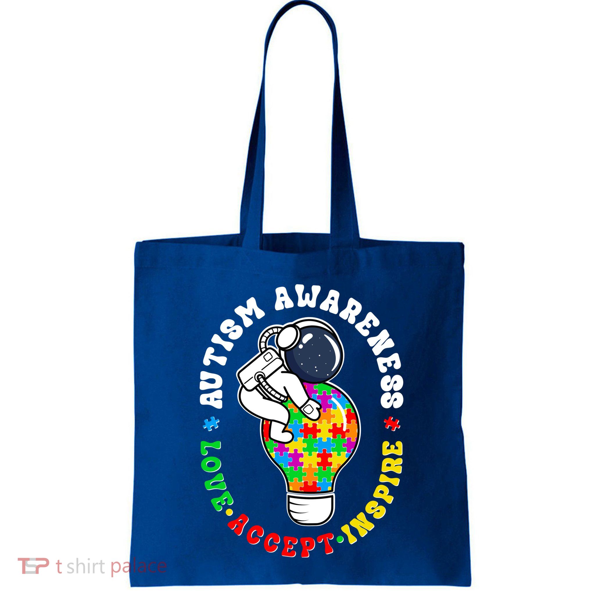 Autism Awareness Love Accept Inspire Astronaut Lightbulb Bag