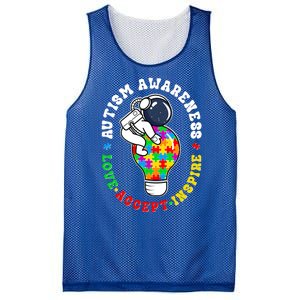 Autism Awareness Love Accept Inspire Astronaut Lightbulb Mesh Reversible Basketball Jersey Tank