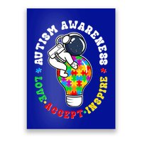Autism Awareness Love Accept Inspire Astronaut Lightbulb Poster