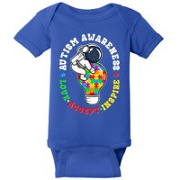 Autism Awareness Love Accept Inspire Astronaut Lightbulb Baby Bodysuit