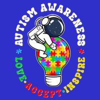 Autism Awareness Love Accept Inspire Astronaut Lightbulb Baby Bodysuit