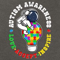 Autism Awareness Love Accept Inspire Astronaut Lightbulb Cotton Canvas Backpack