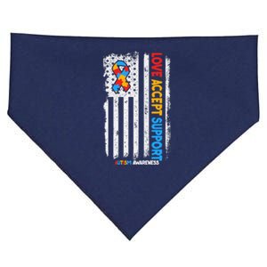 Autism Autistic Love Accept Support Autism Awareness USA-Made Doggie Bandana