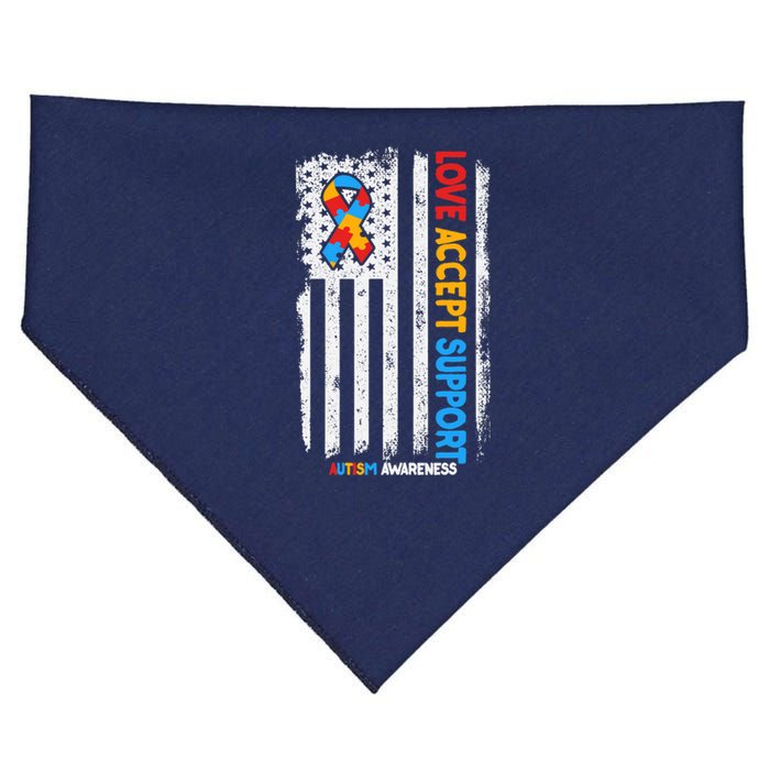 Autism Autistic Love Accept Support Autism Awareness USA-Made Doggie Bandana