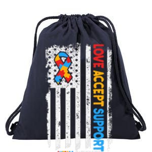 Autism Autistic Love Accept Support Autism Awareness Drawstring Bag