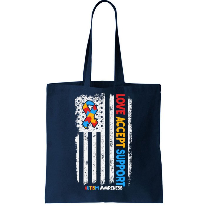 Autism Autistic Love Accept Support Autism Awareness Tote Bag