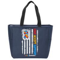 Autism Autistic Love Accept Support Autism Awareness Zip Tote Bag