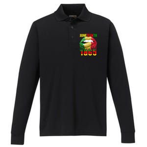 African American Lips Funny  Juneteenth Queen Performance Long Sleeve Polo