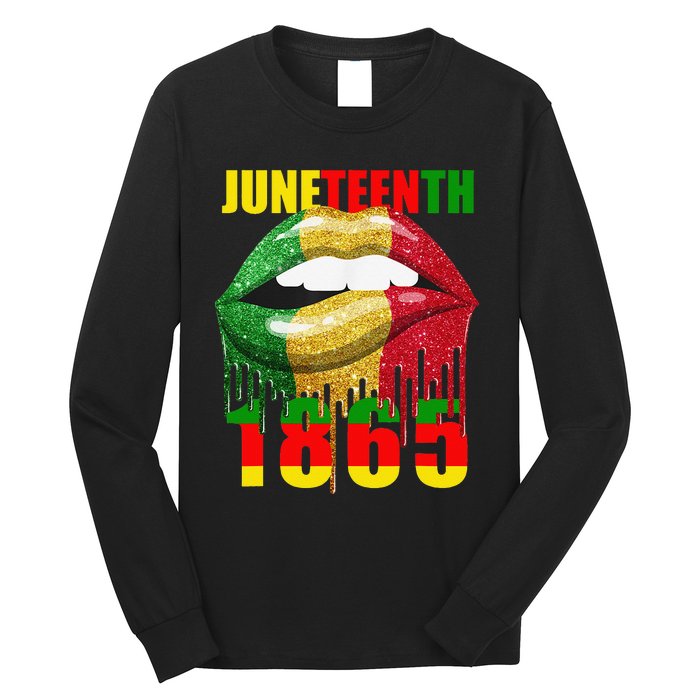 African American Lips Funny  Juneteenth Queen Long Sleeve Shirt