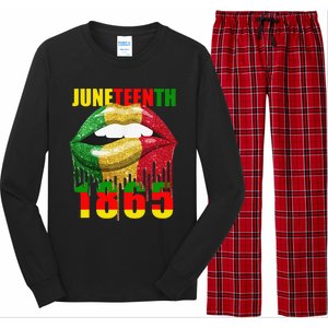 African American Lips Funny  Juneteenth Queen Long Sleeve Pajama Set