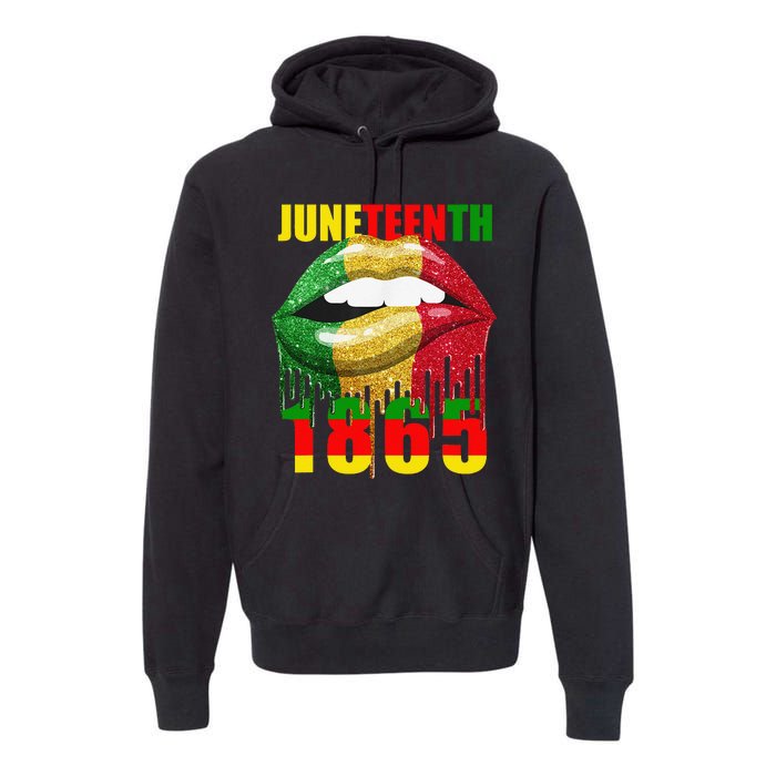 African American Lips Funny  Juneteenth Queen Premium Hoodie