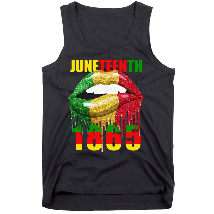 African American Lips Funny  Juneteenth Queen Tank Top