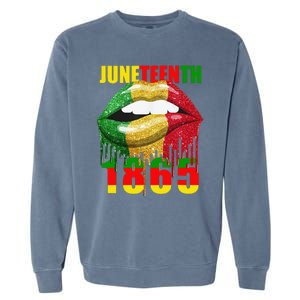 African American Lips Funny  Juneteenth Queen Garment-Dyed Sweatshirt