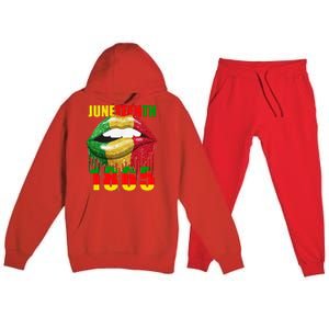 African American Lips Funny  Juneteenth Queen Premium Hooded Sweatsuit Set