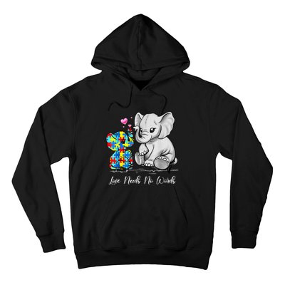 Autism Awareness Love Needs No Words Elephant Support Gifts Hoodie