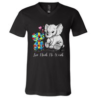 Autism Awareness Love Needs No Words Elephant Support Gifts V-Neck T-Shirt