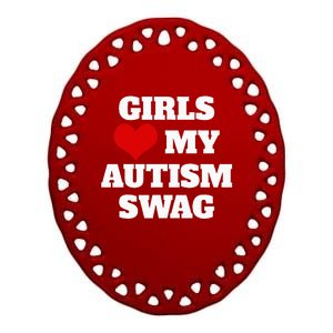  Autism Awareness Love My Autism Swag Funny  Ceramic Oval Ornament