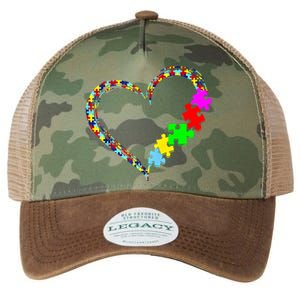 Autism Awareness Love Heart Puzzle Piece Gift Gift Legacy Tie Dye Trucker Hat