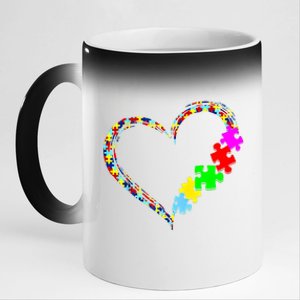 Autism Awareness Love Heart Puzzle Piece Gift Gift 11oz Black Color Changing Mug