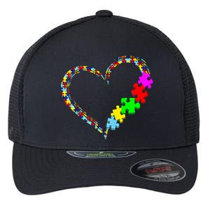 Autism Awareness Love Heart Puzzle Piece Gift Gift Flexfit Unipanel Trucker Cap