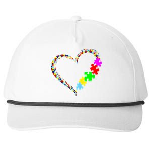 Autism Awareness Love Heart Puzzle Piece Gift Gift Snapback Five-Panel Rope Hat