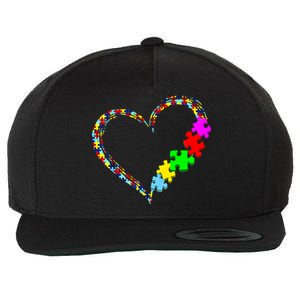 Autism Awareness Love Heart Puzzle Piece Gift Gift Wool Snapback Cap