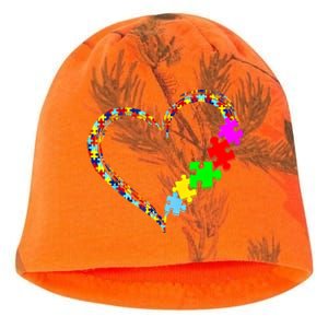 Autism Awareness Love Heart Puzzle Piece Gift Gift Kati - Camo Knit Beanie