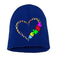 Autism Awareness Love Heart Puzzle Piece Gift Gift Short Acrylic Beanie