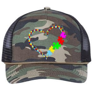 Autism Awareness Love Heart Puzzle Piece Gift Gift Retro Rope Trucker Hat Cap