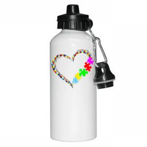 Autism Awareness Love Heart Puzzle Piece Gift Gift Aluminum Water Bottle