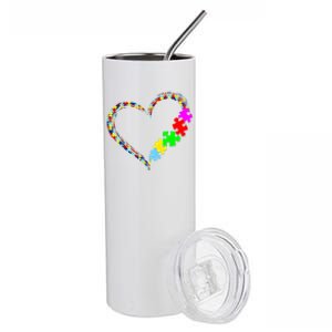 Autism Awareness Love Heart Puzzle Piece Gift Gift Stainless Steel Tumbler