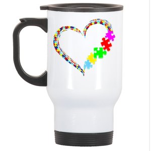 Autism Awareness Love Heart Puzzle Piece Gift Gift Stainless Steel Travel Mug