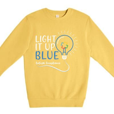 Acceptance April Light Bulb Blue For Autism Awareness Cute Gift Premium Crewneck Sweatshirt