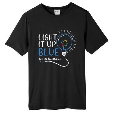 Acceptance April Light Bulb Blue For Autism Awareness Cute Gift Tall Fusion ChromaSoft Performance T-Shirt