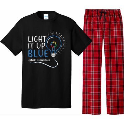 Acceptance April Light Bulb Blue For Autism Awareness Cute Gift Pajama Set